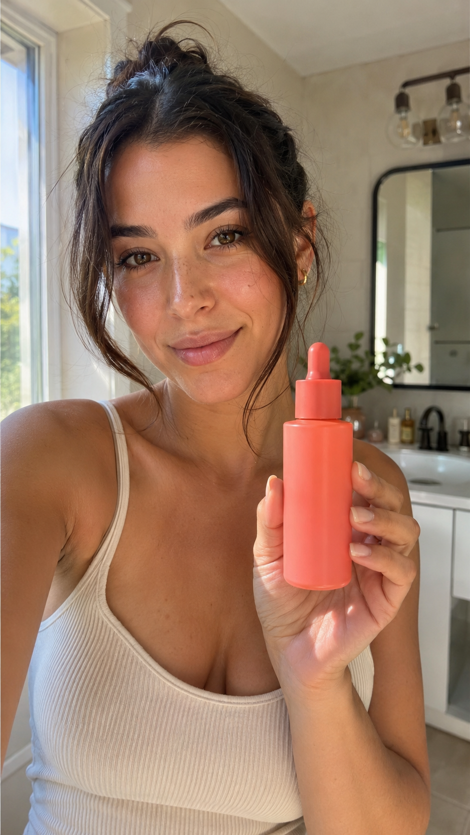 Creadora mostrando un sérum de belleza en un vídeo UGC